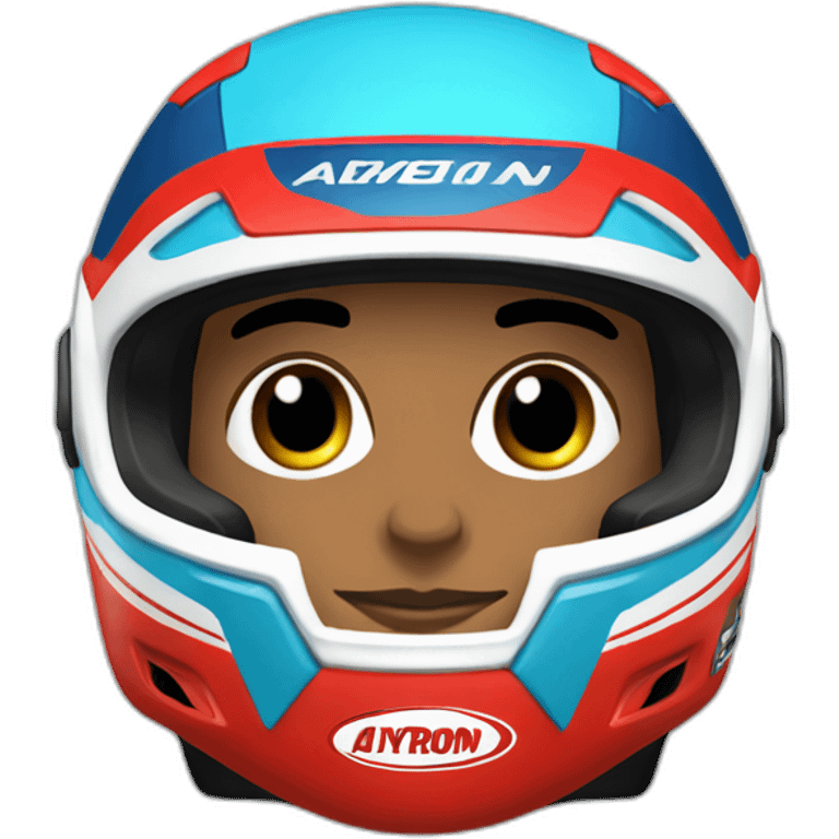 Aytron senna with a blue cap and red racing suit emoji