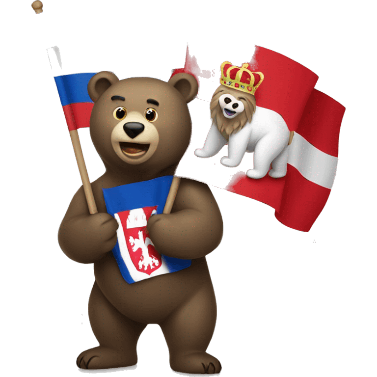 Bear holding serbian flag  emoji