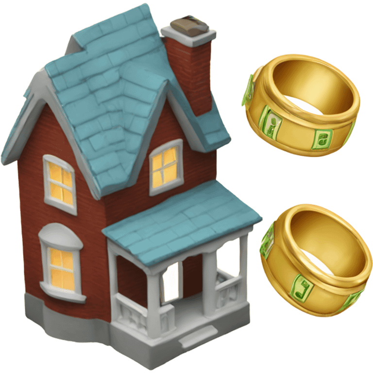 a house and 2 wedding rings and a little bit of money emoji