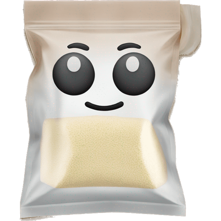 Pocket sized see through ziplock bag of flour emoji