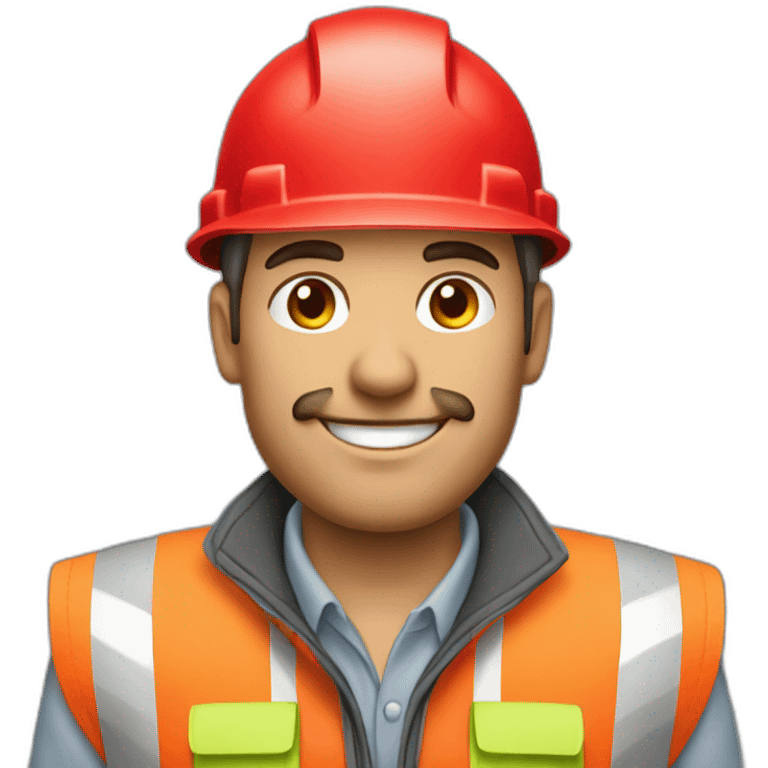 Man who works for construction whith red geométrica emoji