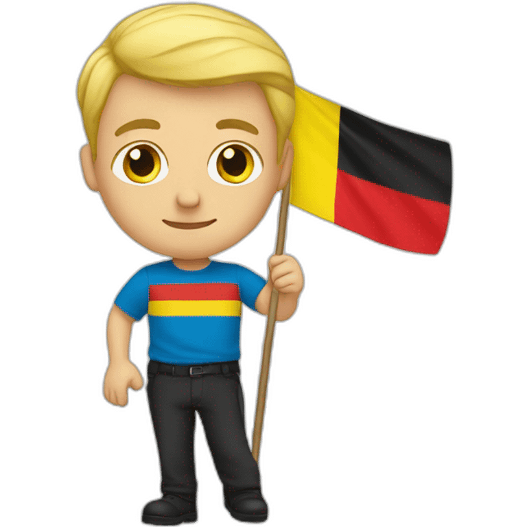 Blonde man hold the Belgian flag emoji