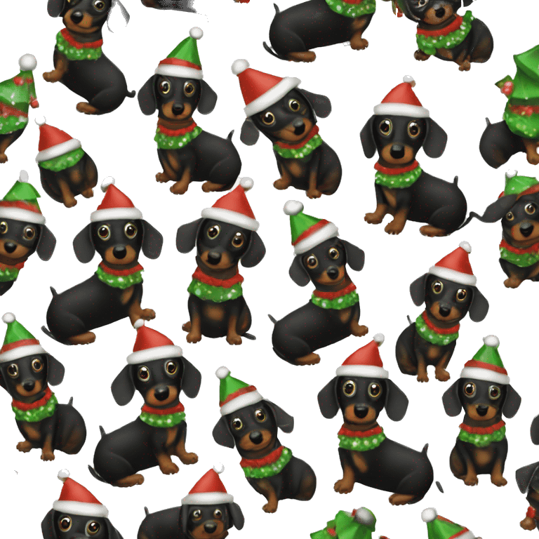 Black wiener dog in a Christmas tree outfit emoji