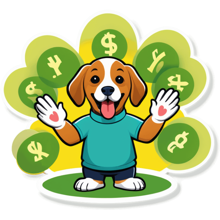 dog clapping hands and counting money  emoji