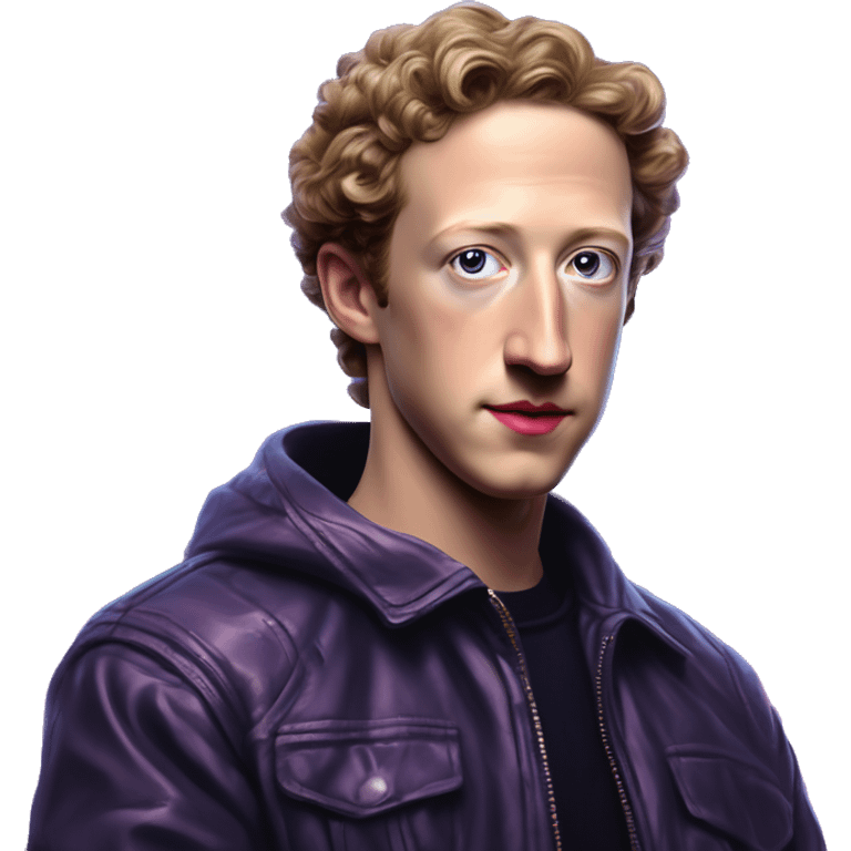 Synthwave Zuckerberg in SNES style, oil paint, epic eyes, intricate lips, exquisite pose, beautiful, desirable, logical emoji