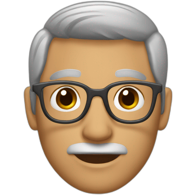 Papá,lentes gris, pelo corto, cejas cafe mono emoji