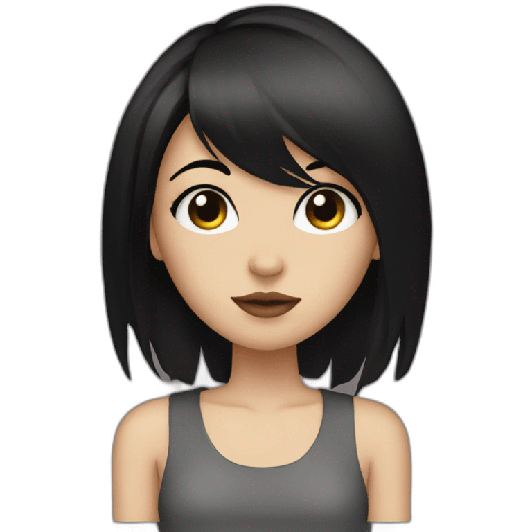 girl with black hair and eyeliner, grunge emoji