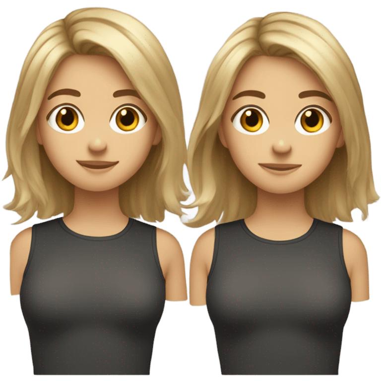 a 15 year old girl with shoulder length messy hair (brown to blonde) brown eyes and a black top emoji