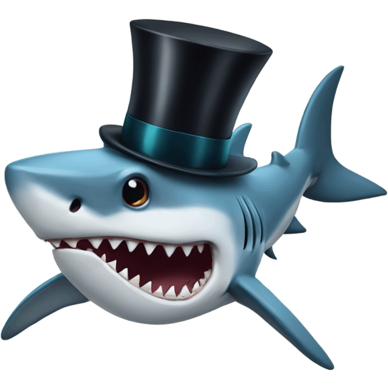 Shark with a top hat emoji