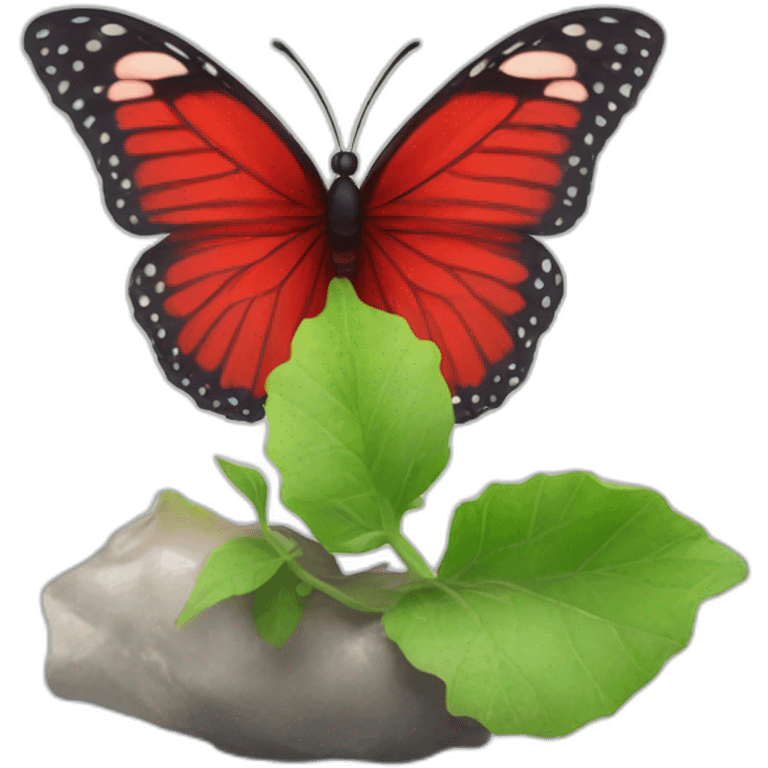 red butterfly breaking out of crysalis emoji