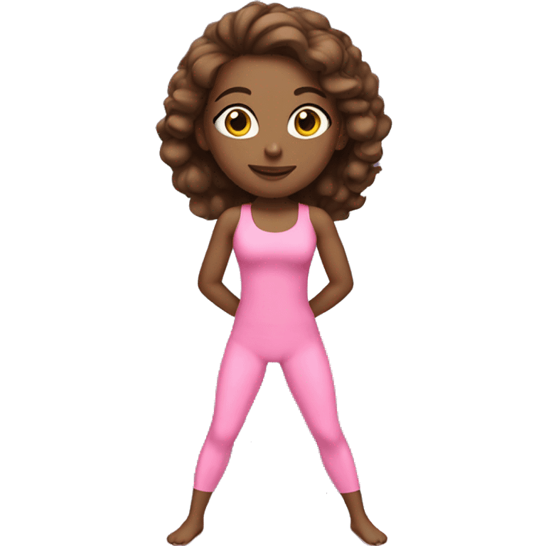 Light Brunette doing yoga pink outfit  emoji