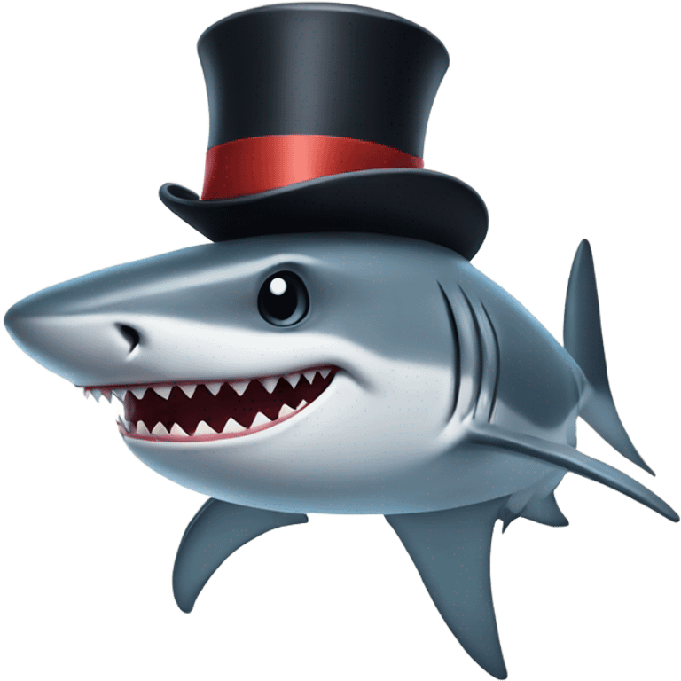 Shark with a top hat emoji