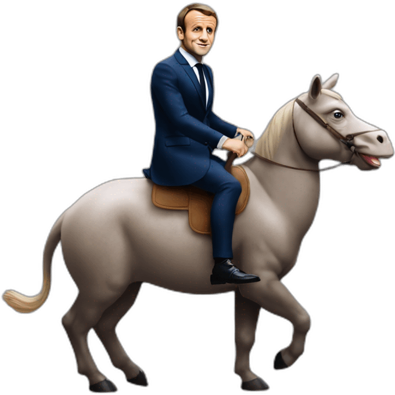 Emmanuel macron sur un hippopotame emoji