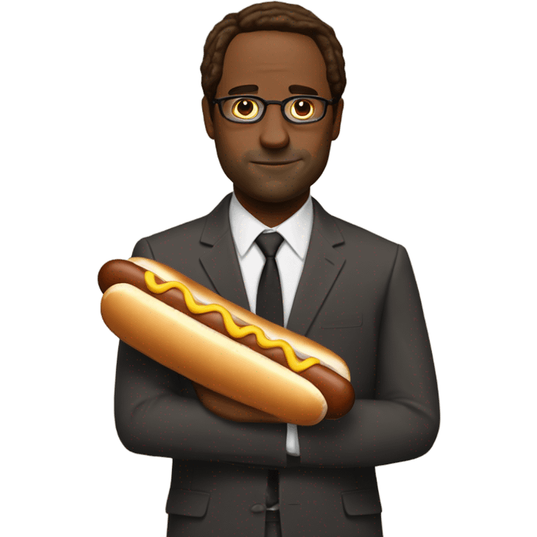 Dwight from the office with a hot dog costume  emoji