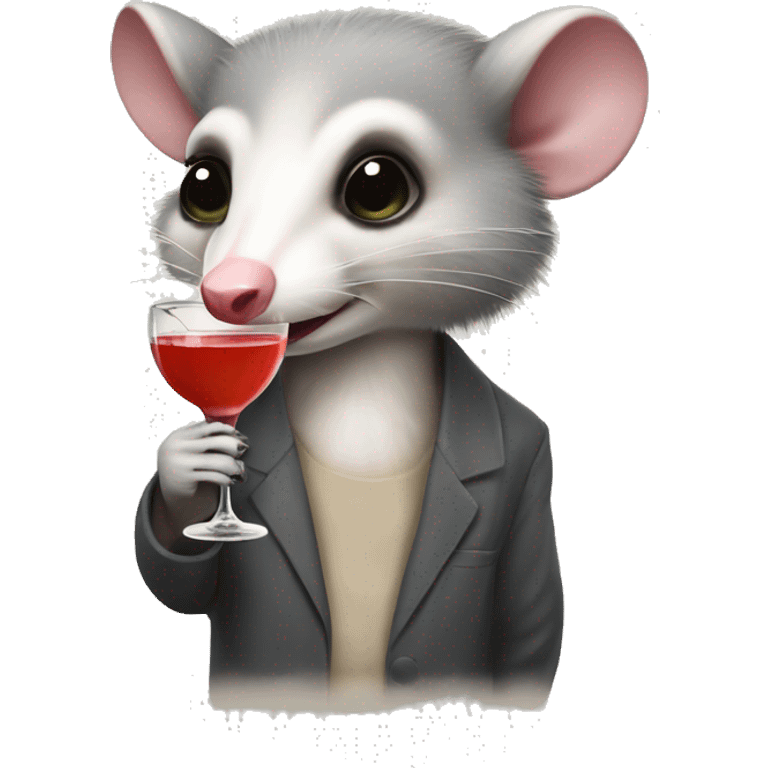 Opossum holding a martini emoji