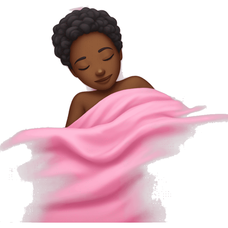 Black girl sleeping with pink sheets emoji