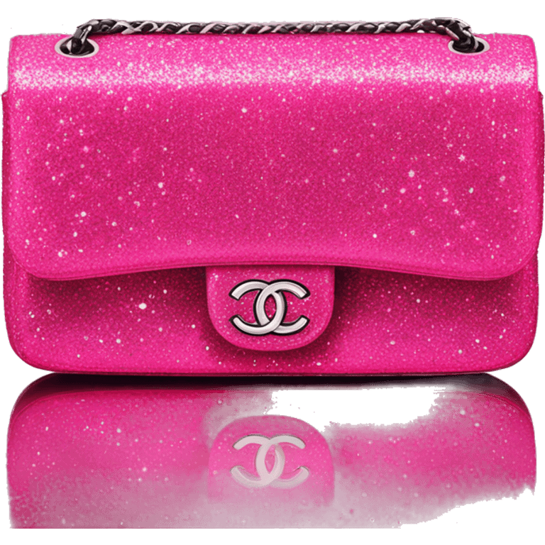 Chanel classic flap bag hot pink sparkle glitter emoji