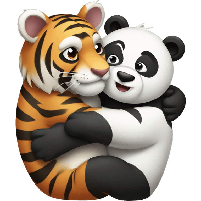 Tiger hugging a panda  emoji