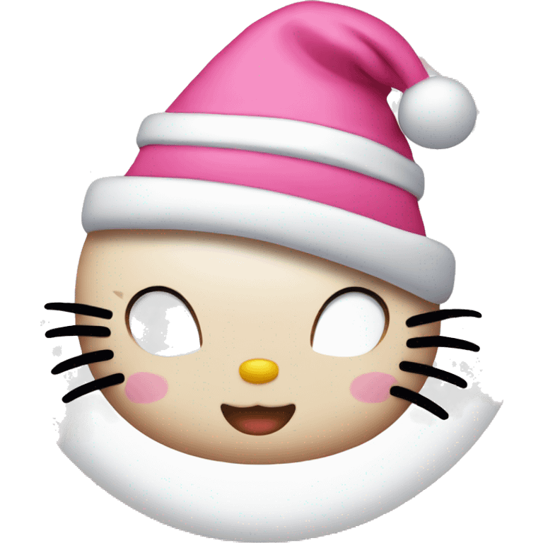 Hello kitty with a pink Christmas hat emoji