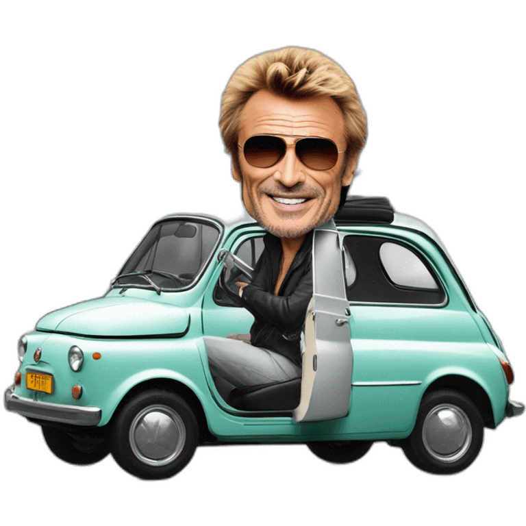 Johnny Hallyday sur le toit d'un fiat multipla emoji