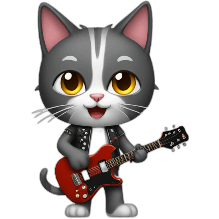 rocker cat with guitar thumb up emoji