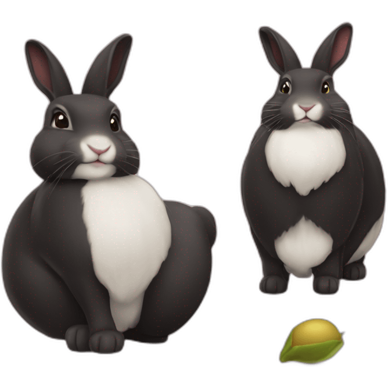 Lapine noire et une lapine rouse emoji