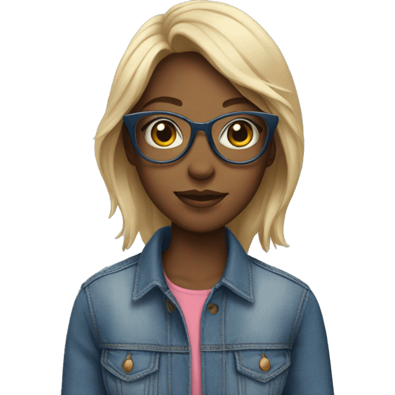 girl in denim with glasses emoji