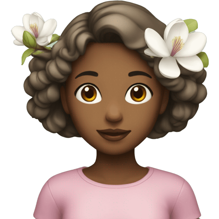 Girl with magnolia emoji