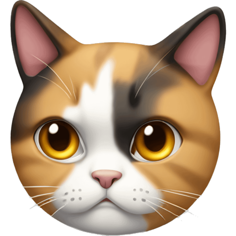 Fat Calico cat full body with angry eyebrows  emoji