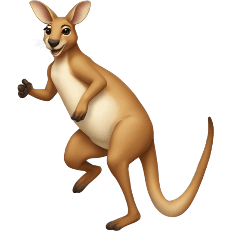 Kangaroo jumping in a crop top and baggy jeans emoji