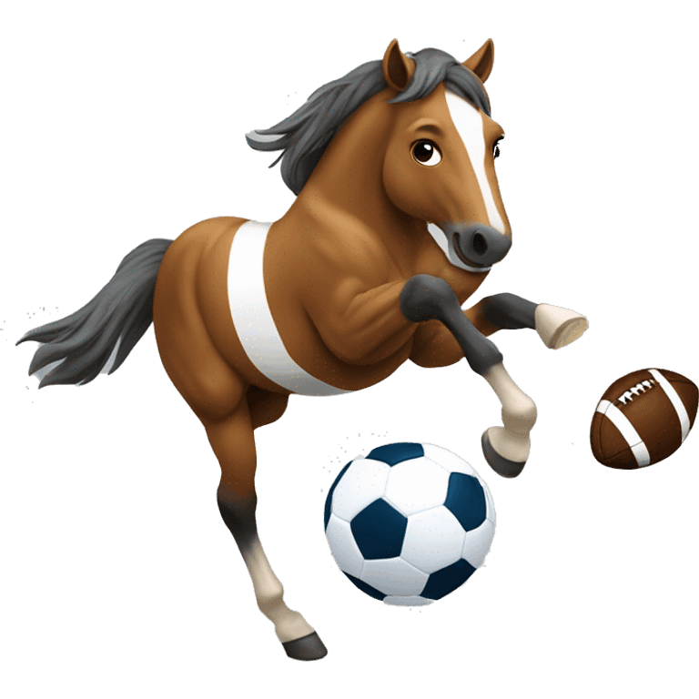 Horse catching a football emoji