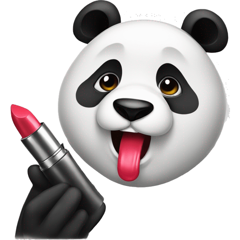 panda putting on lipstick emoji