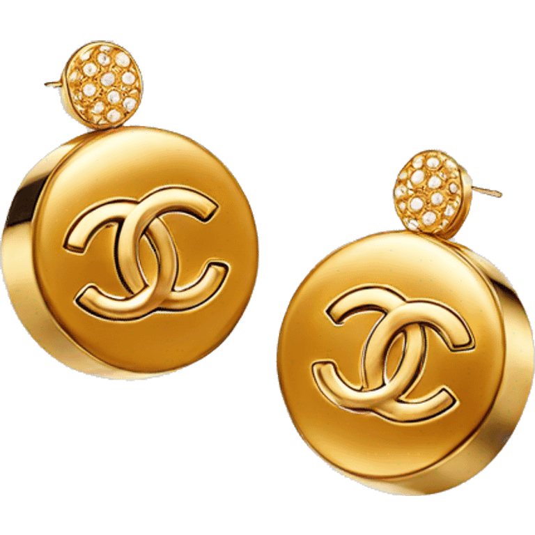 Golden Chanel dot earrings emoji