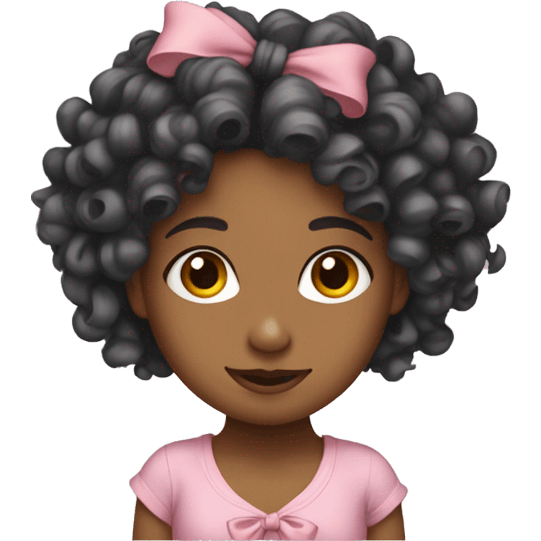 Curly girl with bows in her hair emoji