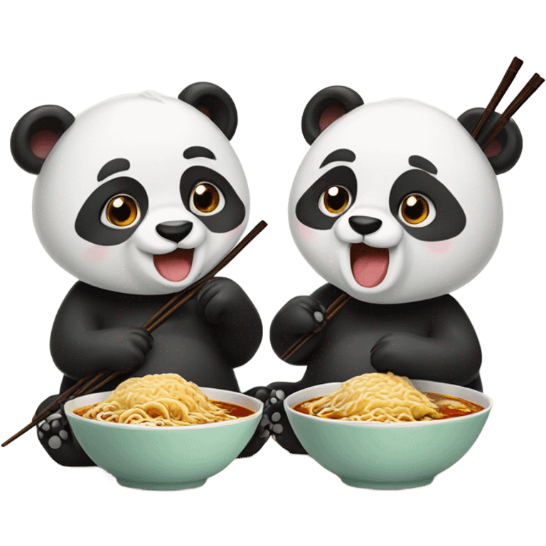 Two pandas eating ramen emoji