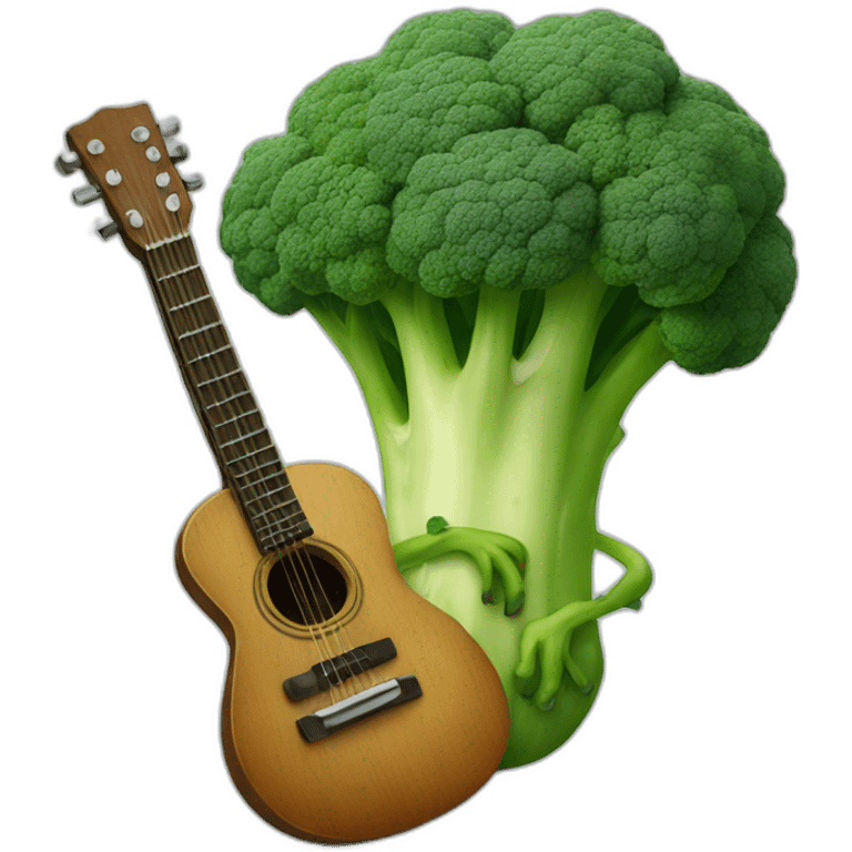 broccoli with eyes playing a guitar emoji