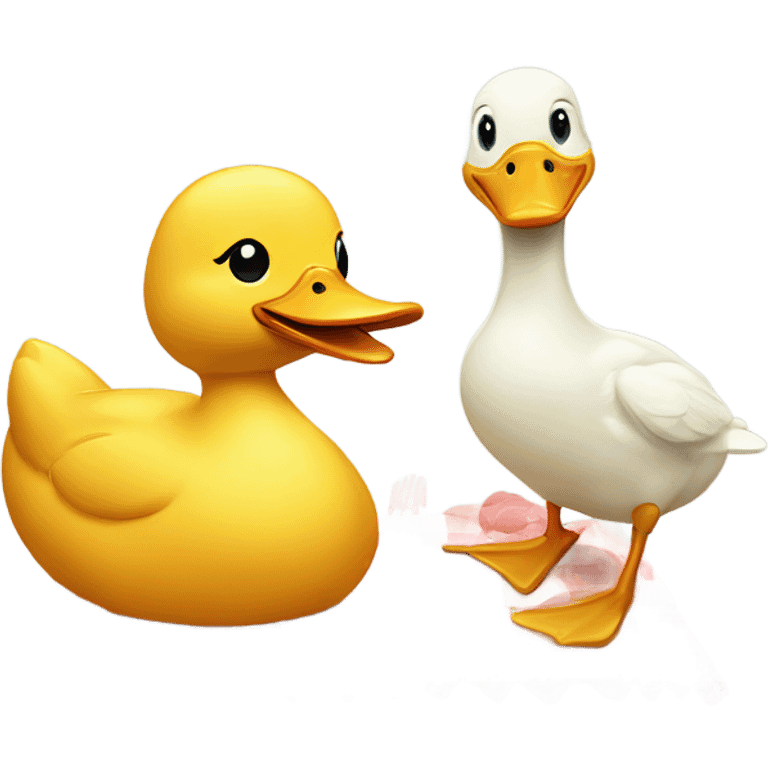 A duck having a picnic with an other duck emoji