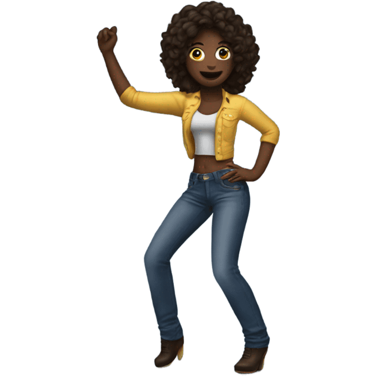 Brunette dancing in jeans at a night club emoji