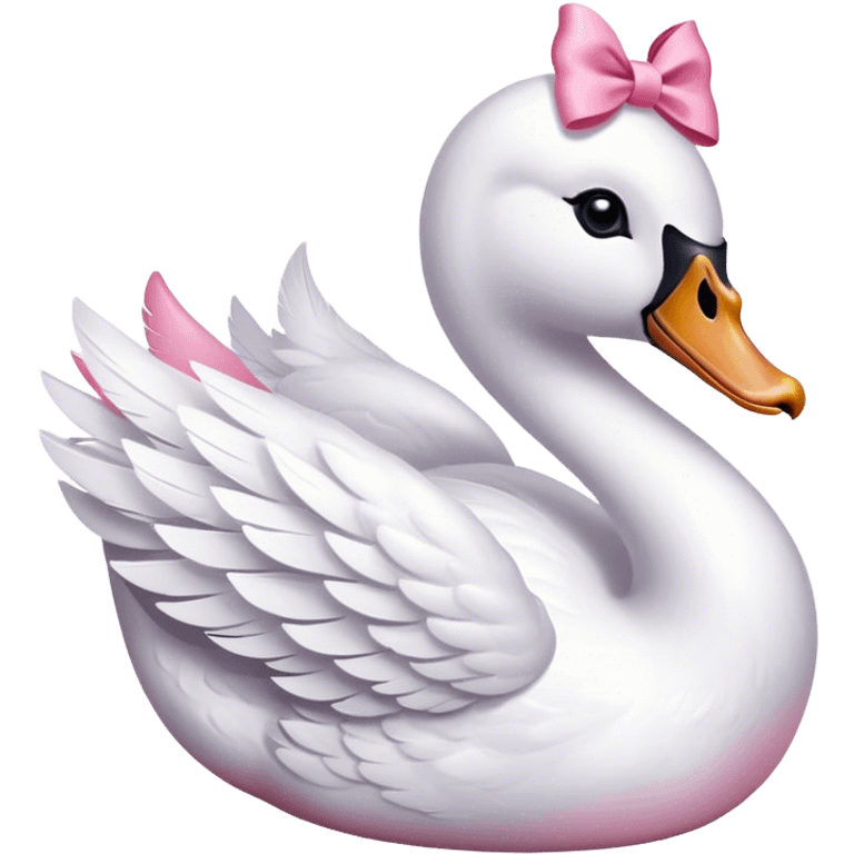 swan wearing a pink bow emoji