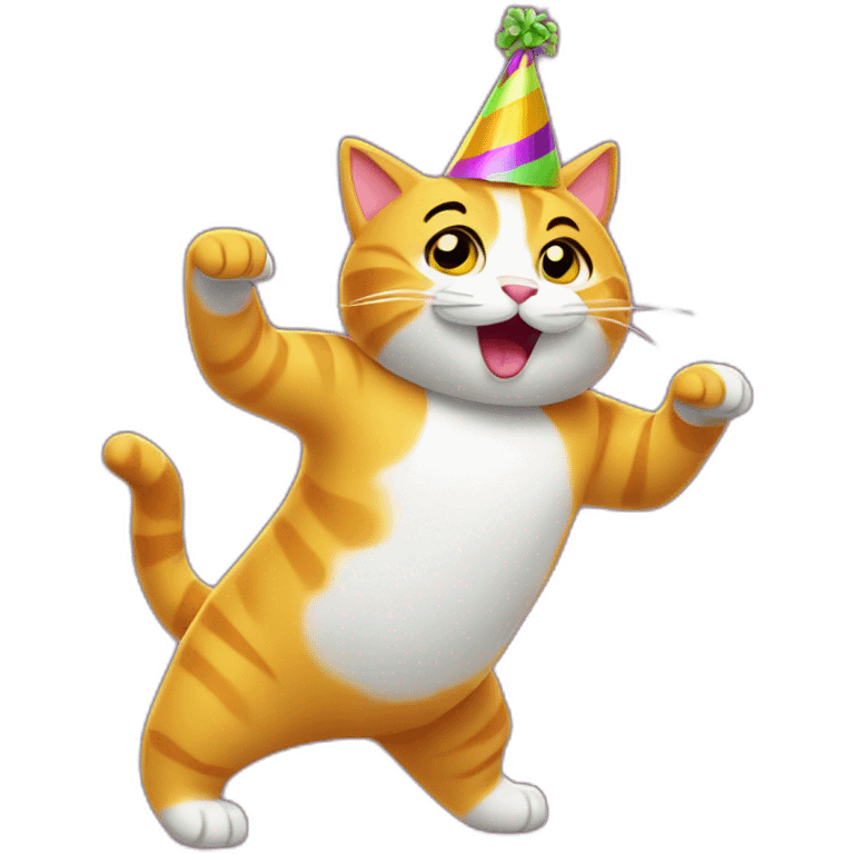 dancing cat with a party hat emoji