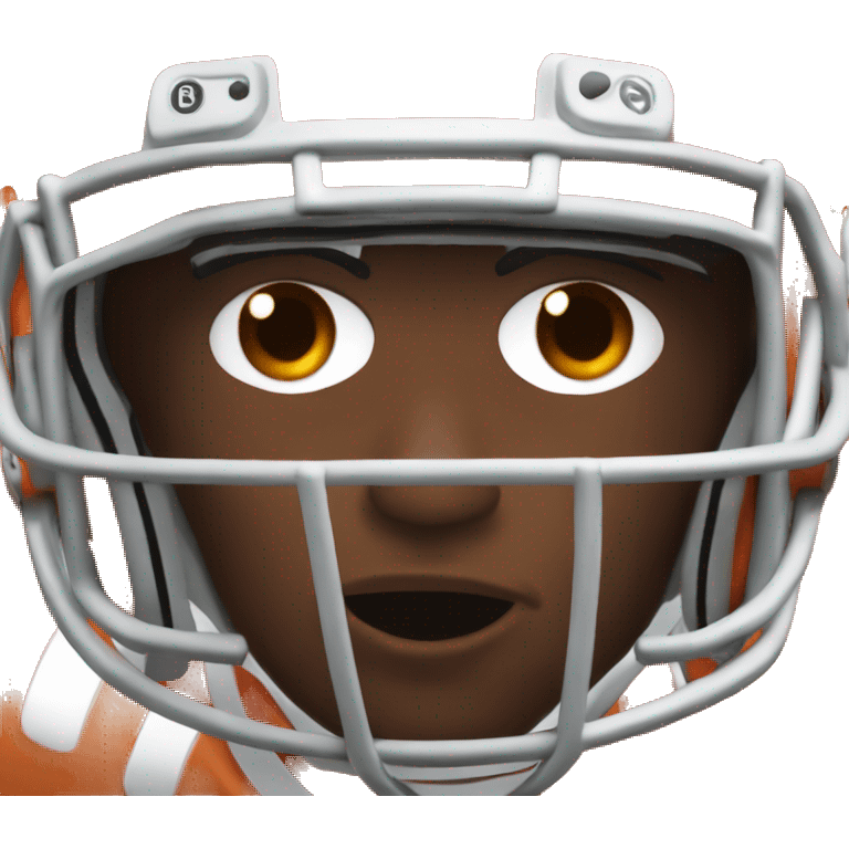 emoji head with a burnt orange footbal helmet emoji