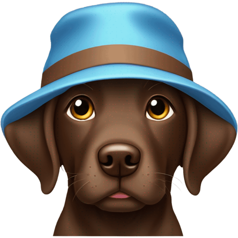 Chocolate lab puppy with hat  emoji