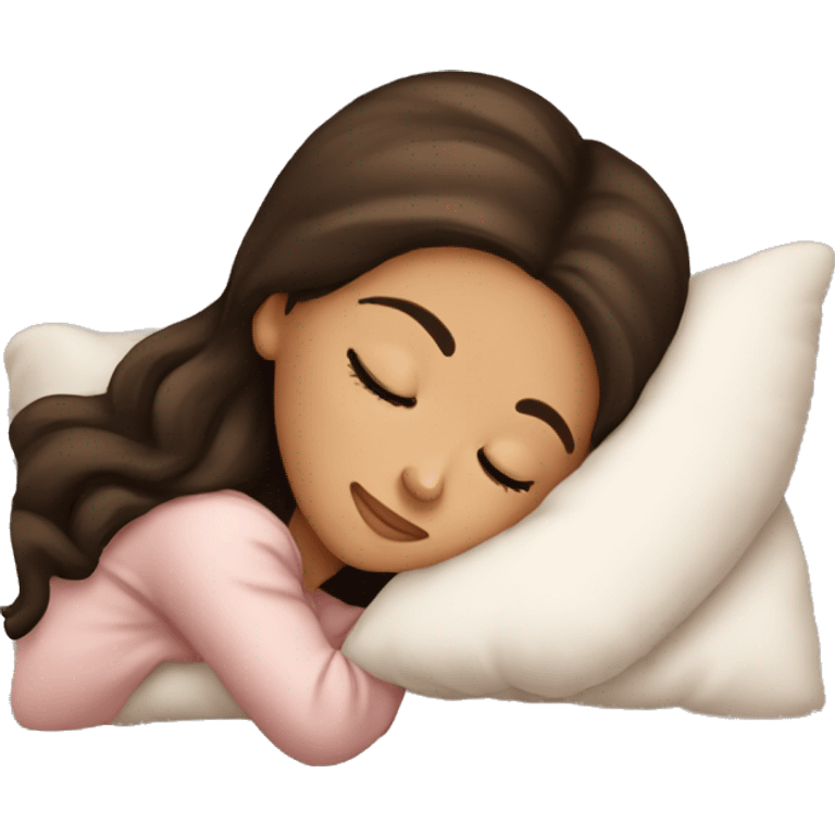 brunette girl sleeping cozy emoji