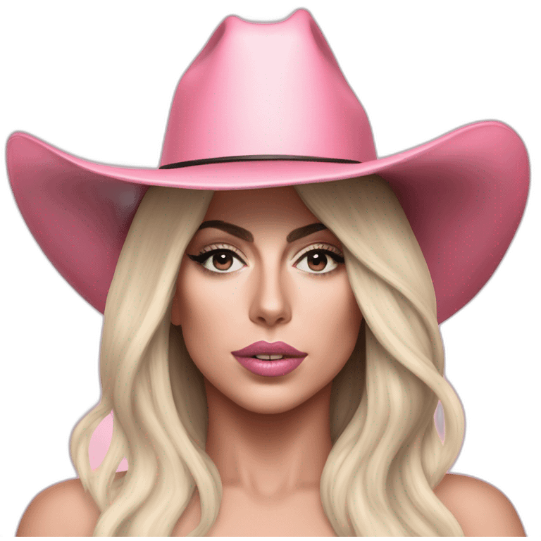 Lady Gaga On JOANNE era,straight hair,pink cowboy hat emoji