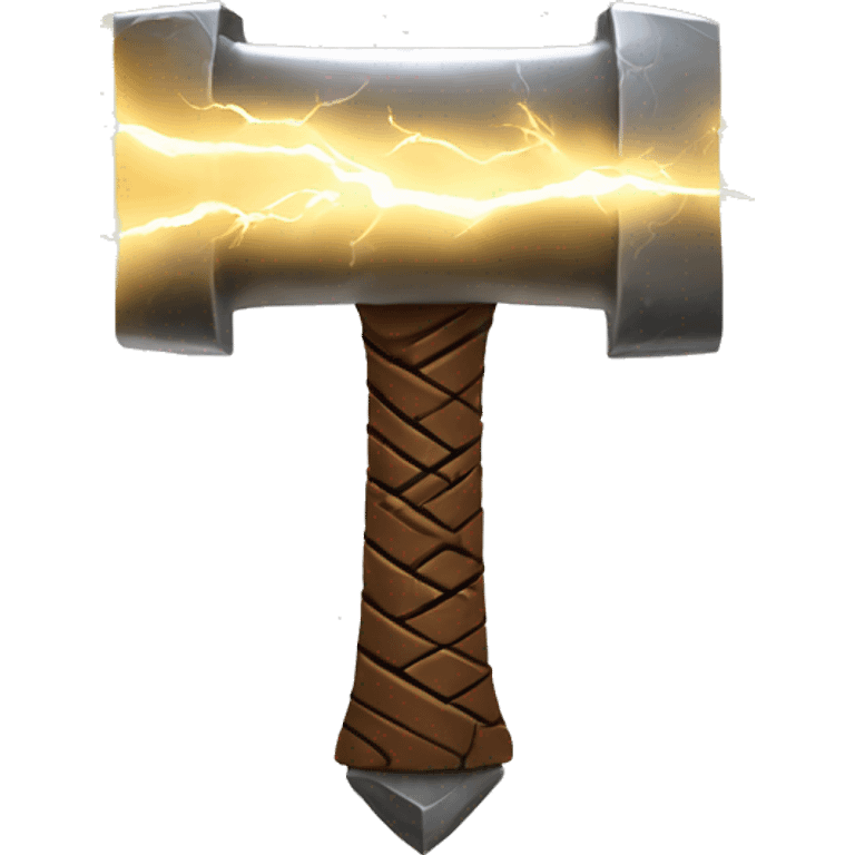 thor hammer with llighting strike but the lightning and the hammer should be golden and glow with a white effect emoji