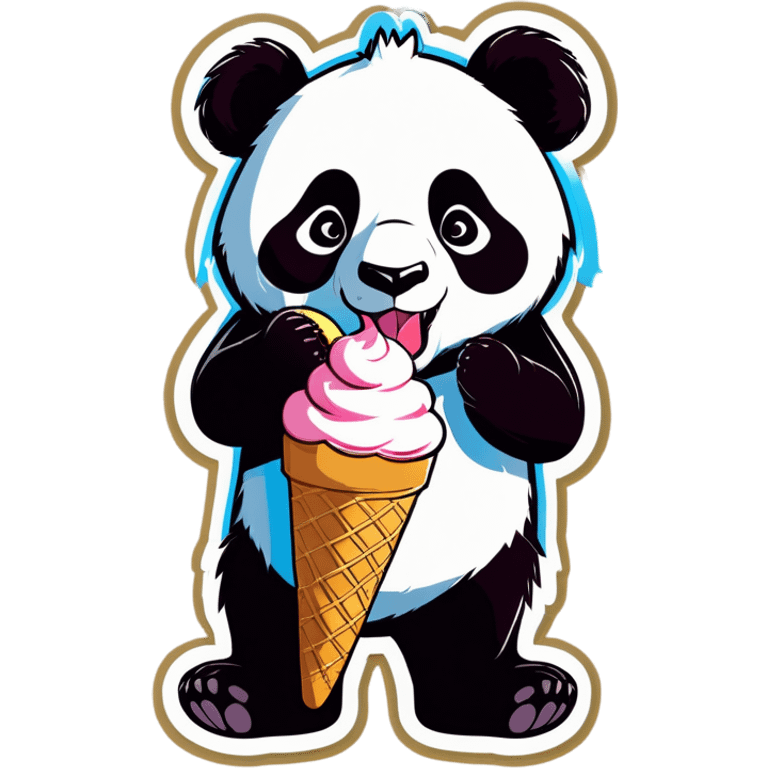 Panda eating ice cream emoji