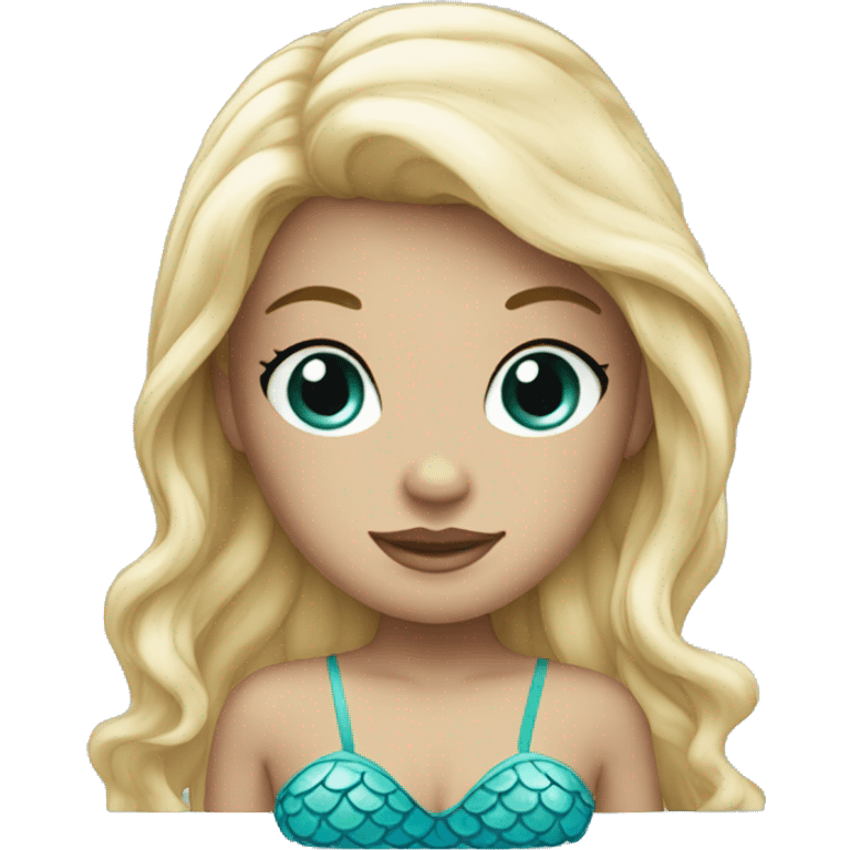 mermaid with blond straigth and short hair and blue eyes emoji