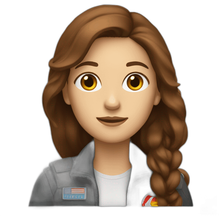 women with brown hair on the rocket emoji