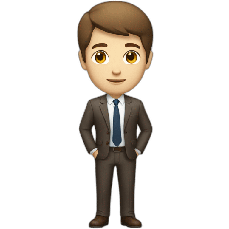 business hero brown short hair white skin full body emoji