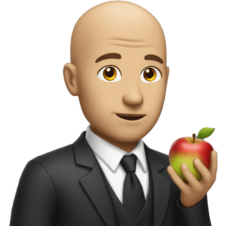 Guy with an apple infront of his bald head emoji